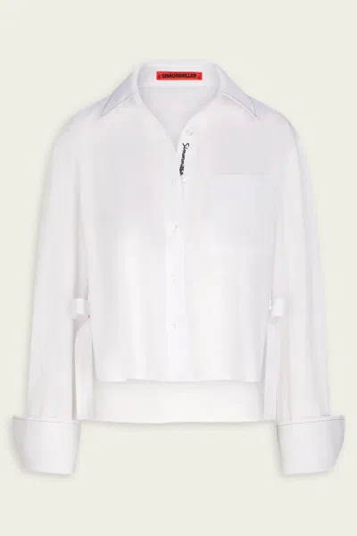 Simon Miller Ayre Cropped Poplin Top In Macadamia