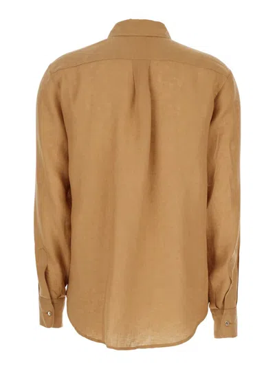 Antonelli 'clio' Beige Shirt With Classic Collar In Linen Woman