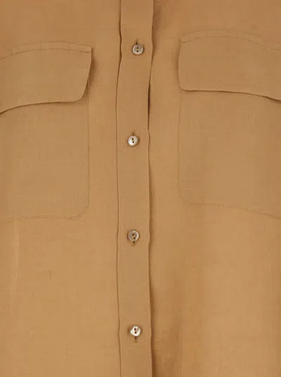 Antonelli 'clio' Beige Shirt With Classic Collar In Linen Woman