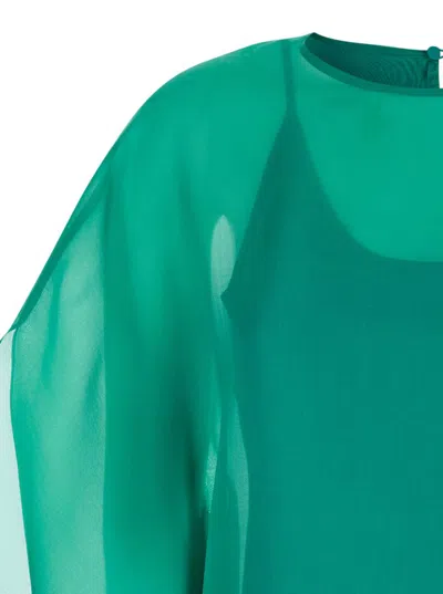 Gianluca Capannolo 'iris' Green Sleeveless Dress With Semi-transparent Design