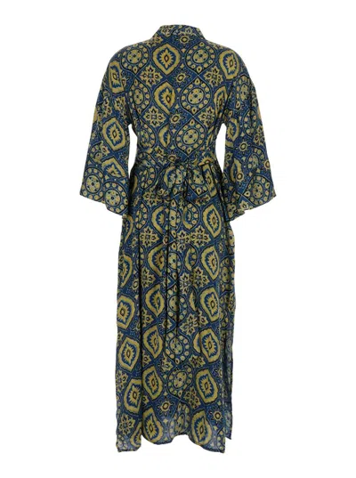 Obidi 'jasmine' Multicolor Dress With V Neckline And All-over Printed Motif