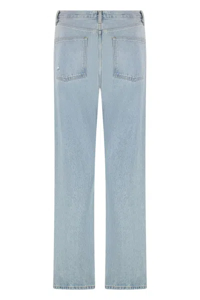 Agolde Riley Cropped Straight-leg Jeans In Blue