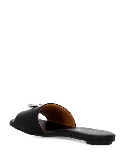 Alexander Mcqueen Black Leather Slippers In Black