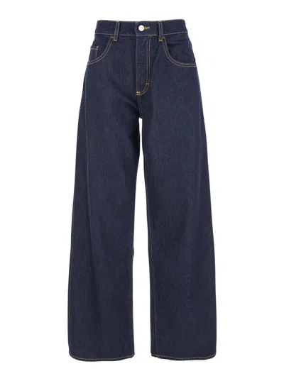 Icon Denim 'daddy Jean' Blue Jeans With Logo Detail On The Rear And Logo Patch On The Rear In Denim Woman In Blue
