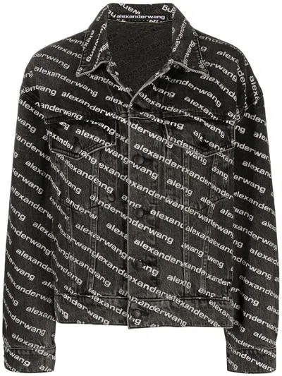 Alexander Wang Denim Jacket With All-over Logo