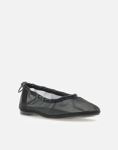 Alohas 'gill' Black Ballerinas With Semi-transparent Mesh Design And Adjustable Drawstring In Black