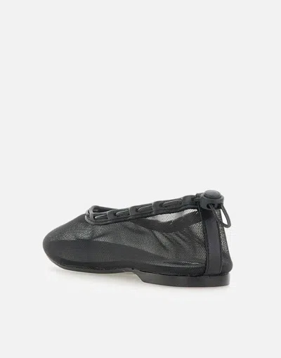Alohas 'gill' Black Ballerinas With Semi-transparent Mesh Design And Adjustable Drawstring In Black