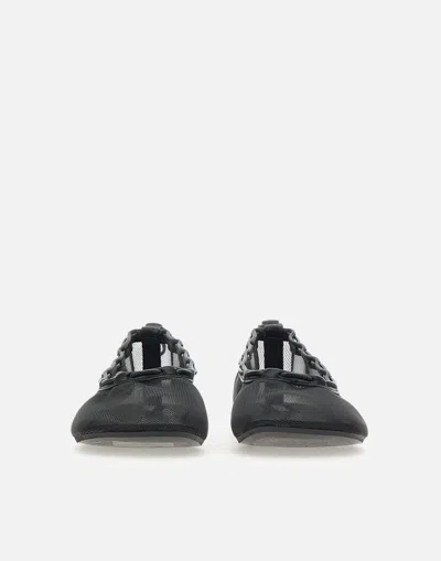 Alohas 'gill' Black Ballerinas With Semi-transparent Mesh Design And Adjustable Drawstring In Black