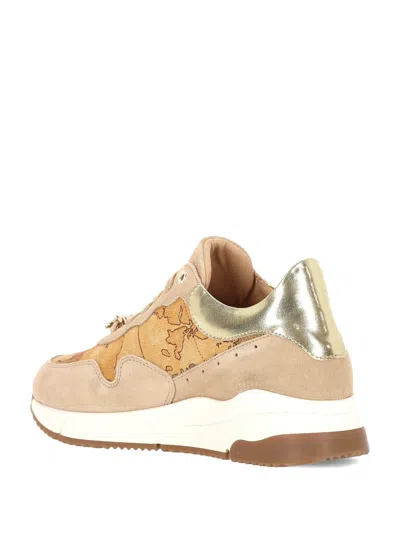 Alviero Martini Beige Suede Sneakers In Nude