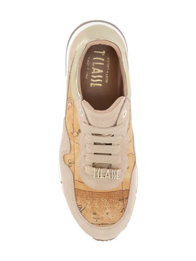Alviero Martini Beige Suede Sneakers In Nude