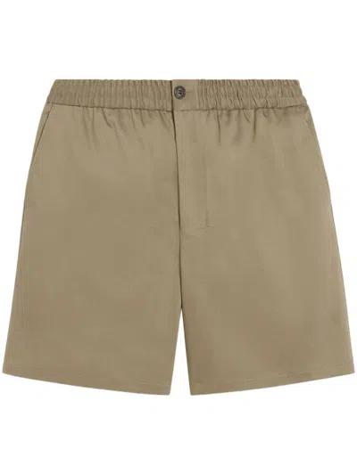 Ami Alexandre Mattiussi Khaki Cotton Elasticated Waist Shorts In Gray
