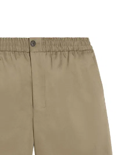 Ami Alexandre Mattiussi Khaki Cotton Elasticated Waist Shorts In Gray
