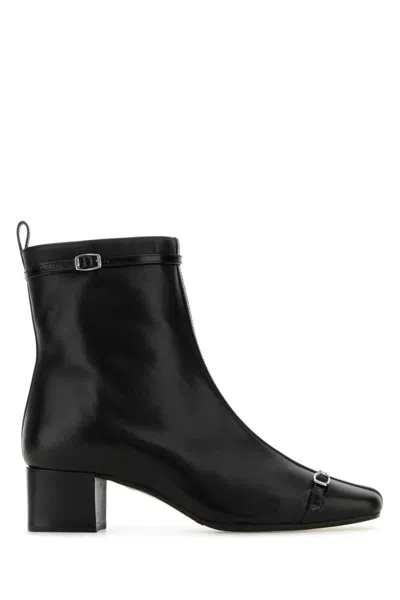Carel Paris 50mm Buckle-strap Leather Ankle Boots In Black