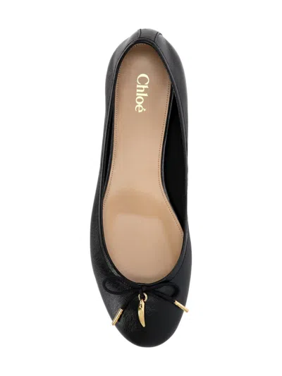 Chloé Bow Detail Round Toe Flat Sole Ballerina Shoes