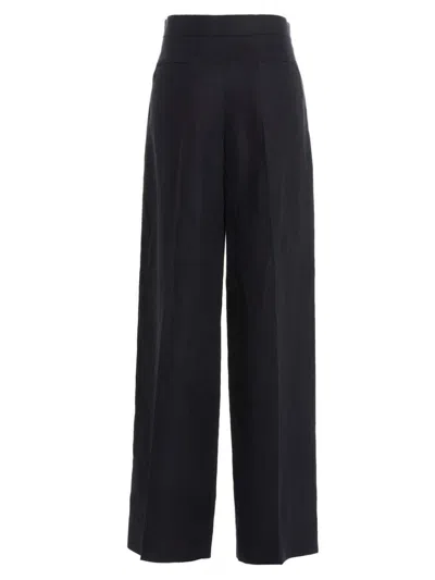Chloé Linen Pants With Front Pleats In Black