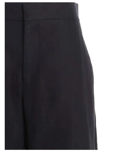 Chloé Linen Pants With Front Pleats In Black