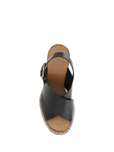 Chloé Maxime Leather Slingback Platform Wedge Sandals