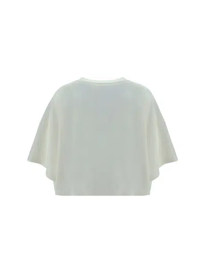 Chloé White Cropped T-shirt With Logo Lettering Print In Cotton Woman