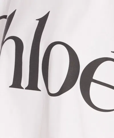 Chloé White Cropped T-shirt With Logo Lettering Print In Cotton Woman In White