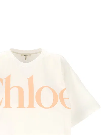 Chloé Cropped Printed Cotton-jersey T-shirt In White
