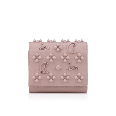 Christian Louboutin Spiked Compact Wallet In Neutral