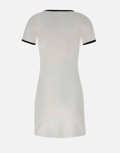 Courrèges Ribbed Cotton Mini Dress With Logo Embroidery In White