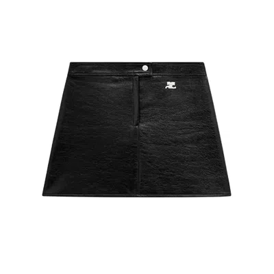 Courrèges Courreges Re Edition Faux Leather Mini Skirt In Black