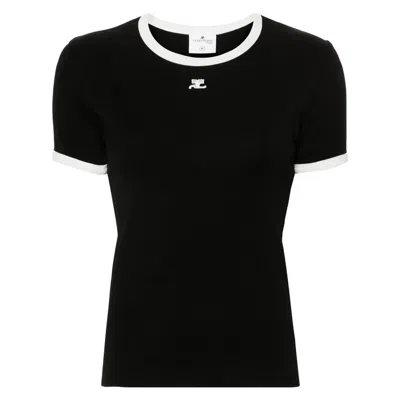 Courrèges Signature Contrast T-shirt In Black