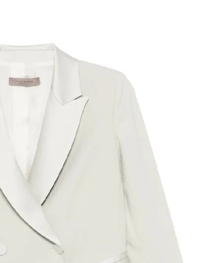 D Exterior D.exterior Light Green Double-breasted Blazer With Satin Lining In Neutral