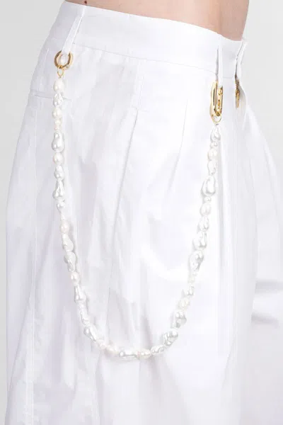 Darkpark Crystal-chain Wide-leg Trousers In White
