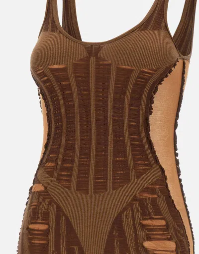 Diesel Brown M-calimera-short Minidress In Brown
