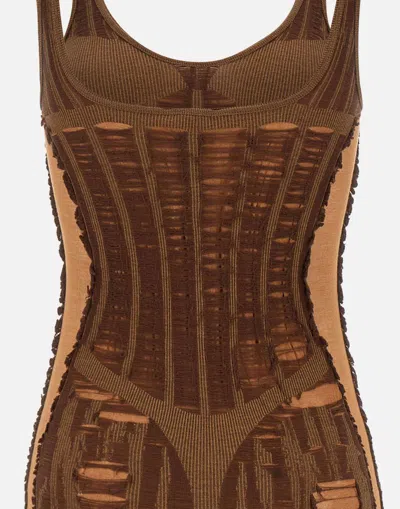 Diesel Brown M-calimera-short Minidress In Brown