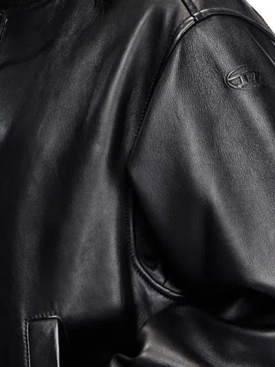 Diesel L-ilyan Leather Jacket In Black