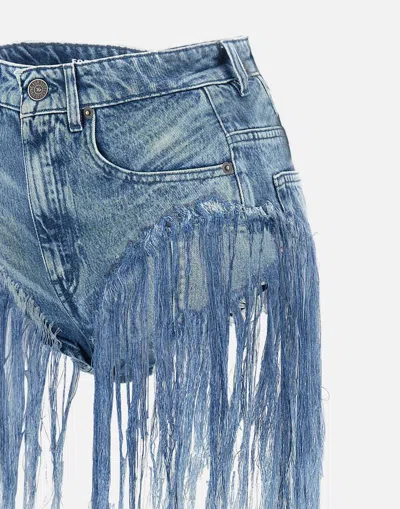 Diesel Blue Five-pocket Shorts With Fringes On The Edges In Blue