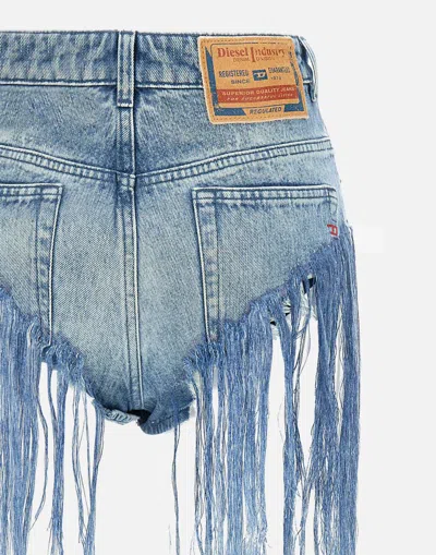Diesel Blue Five-pocket Shorts With Fringes On The Edges In Blue