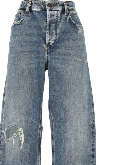 Diesel Distressed Denim Trousers With Belt Loops In Blue