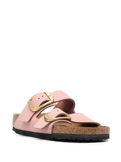 Birkenstock Arizona Leather Dual-buckle Slide Sandals In Pink