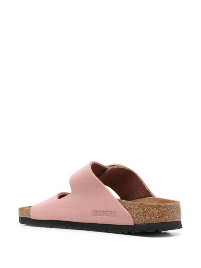 Birkenstock Arizona Leather Dual-buckle Slide Sandals In Pink