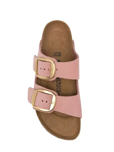 Birkenstock Arizona Leather Dual-buckle Slide Sandals In Pink