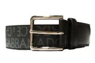 Dolce & Gabbana Men Belt With Buckle Embroidered With Logo In Black