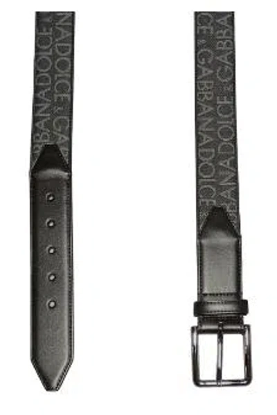 Dolce & Gabbana Men Belt With Buckle Embroidered With Logo In Black