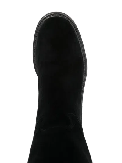 Dolce & Gabbana Black High Boots With Dg Logo In Suede Woman In Black