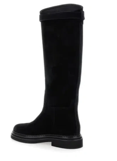 Dolce & Gabbana Black High Boots With Dg Logo In Suede Woman In Black