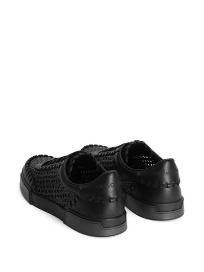 Dolce & Gabbana Round Toe Leather Low Top Sneakers