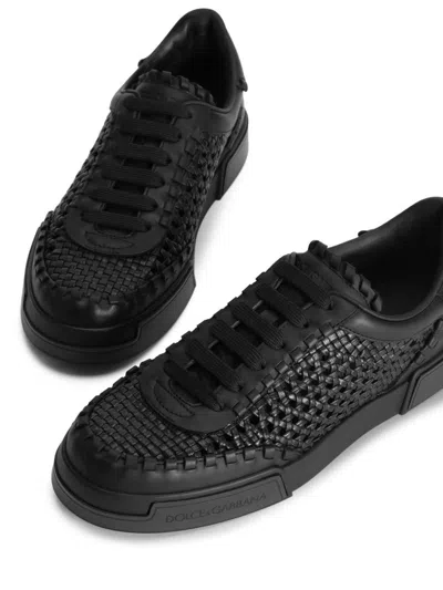 Dolce & Gabbana Round Toe Leather Low Top Sneakers