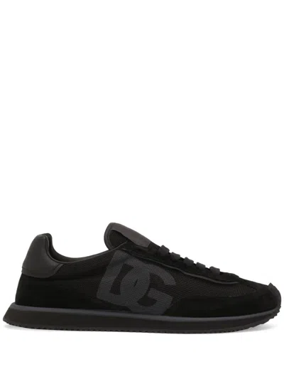 Dolce & Gabbana Low Top Sneakers Featuring Suede Accents In Black