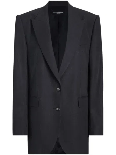 Dolce & Gabbana Oversize Woolen Jacket In Black