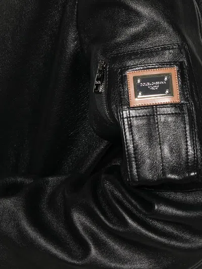Dolce & Gabbana Zip Front Jacket With Ribbed Cuffs In Black