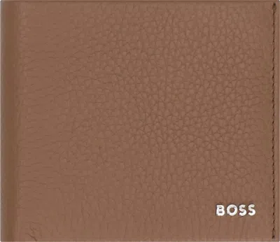 Hugo Boss Boss Logo Leather Wallet In Brown