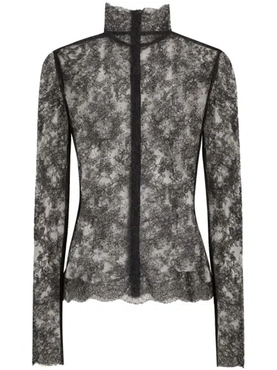 Dolce & Gabbana Chantilly-lace Top - Women's - Viscose/polyester In Black